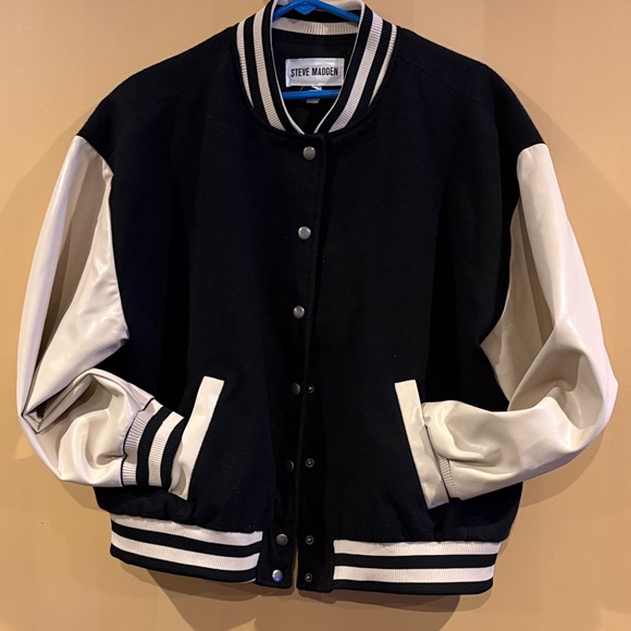 Steve Madden Jackets & Blazers - Steve Madden Black and Cream Varsity Jacket